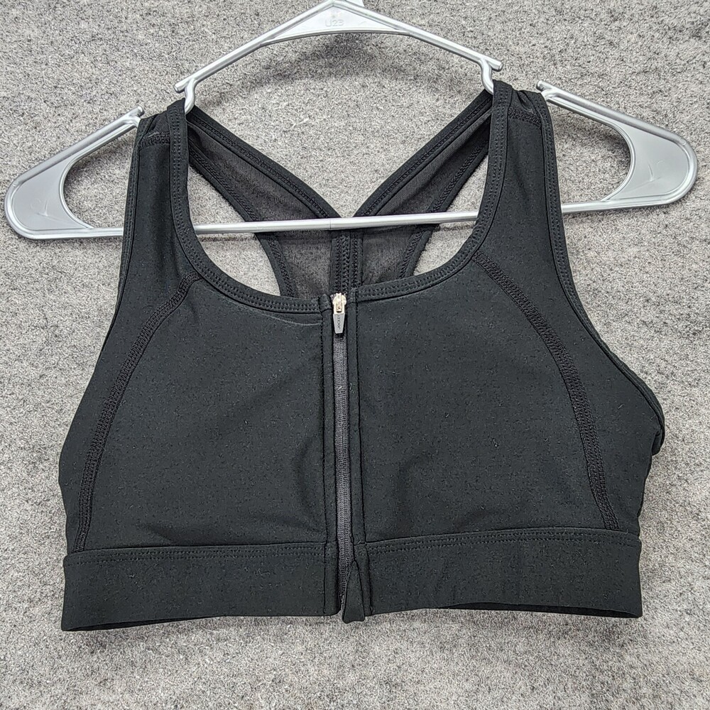 Jockey Sports Bra Womens Small Black Front Close Zip